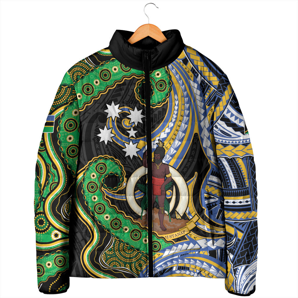 South Sea Islanders And Vanuatu Padded Jacket Boar Tusk Warrior Southern Tribal Pattern DT05 - Polynesian Pride