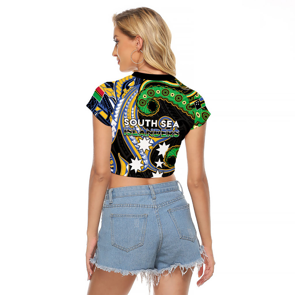 South Sea Islanders And Vanuatu Raglan Cropped T Shirt Boar Tusk Warrior Southern Tribal Pattern DT05 - Polynesian Pride