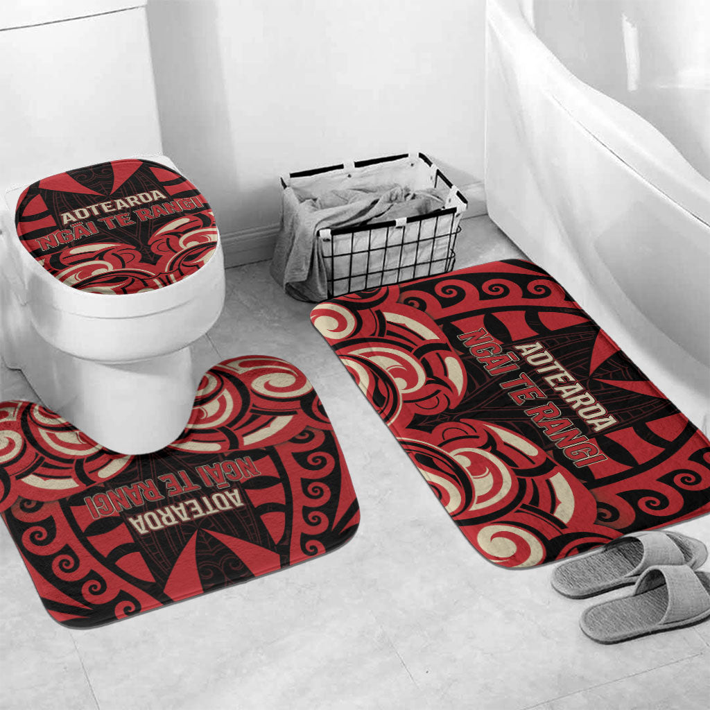Aotearoa Ngai Te Rangi Bathroom Set New Zealand Traditional Maori Pattern DT05 Mat Set Only (3 pcs) One Size Red - Polynesian Pride