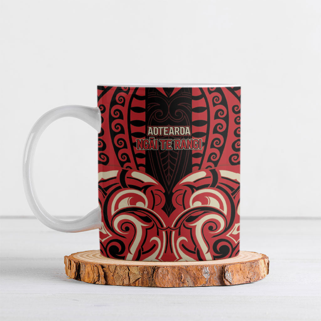 Custom Aotearoa Ngai Te Rangi Ceramic Mug New Zealand Traditional Maori Pattern DT05 Red - Polynesian Pride