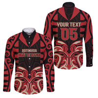 Custom Aotearoa Ngai Te Rangi Family Matching Mermaid Dress and Hawaiian Shirt New Zealand Traditional Maori Pattern DT05 Dad's Shirt - Long Sleeve Red - Polynesian Pride