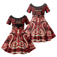 Custom Aotearoa Ngai Te Rangi Family Matching Summer Maxi Dress and Hawaiian Shirt New Zealand Traditional Maori Pattern DT05 Daughter's Dress Red - Polynesian Pride