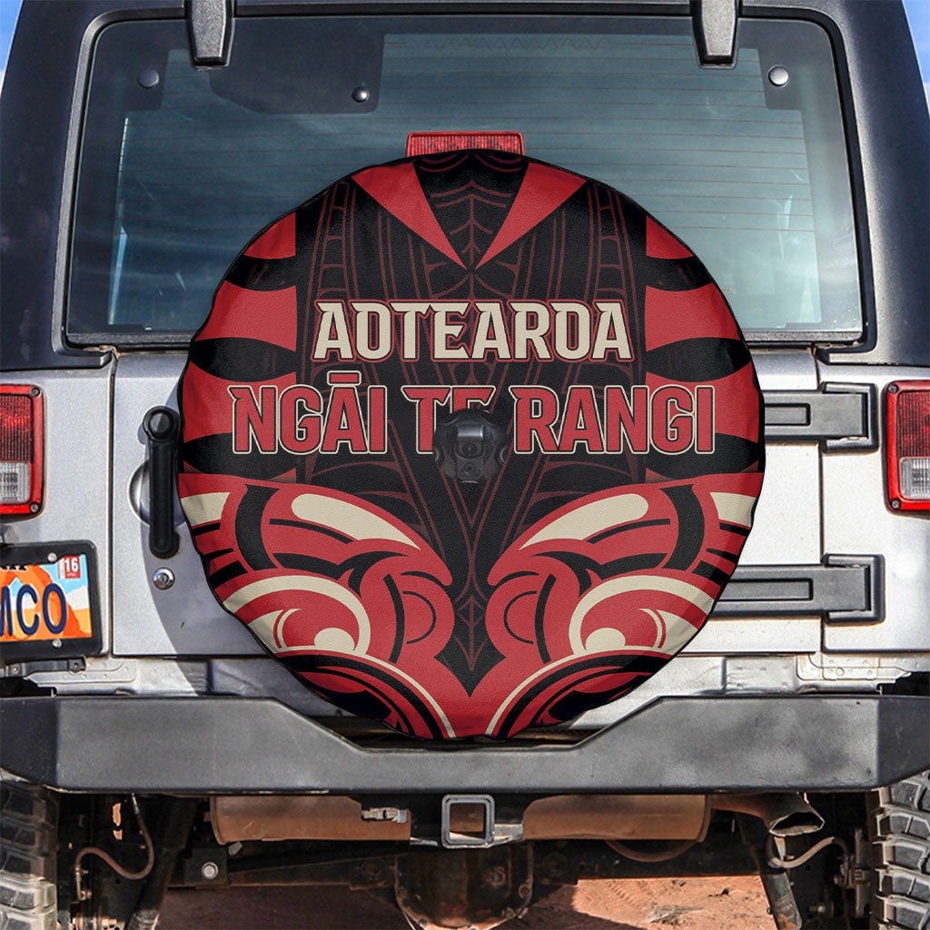 Aotearoa Ngai Te Rangi Spare Tire Cover New Zealand Traditional Maori Pattern DT05 Red - Polynesian Pride