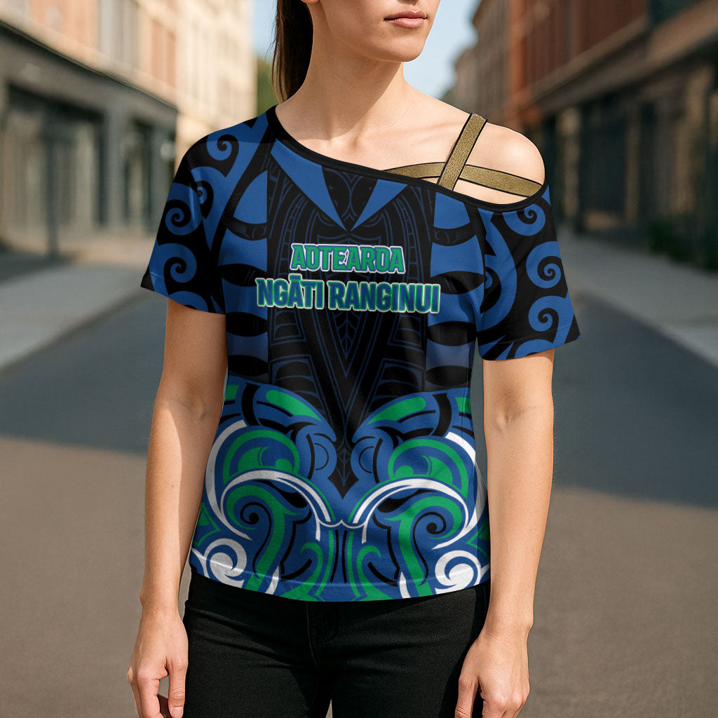 Custom Aotearoa Ngati Ranginui Cross Shoulder Shirt New Zealand Traditional Maori Pattern DT05 - Polynesian Pride