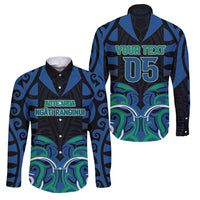 Custom Aotearoa Ngati Ranginui Family Matching Puletasi and Hawaiian Shirt New Zealand Traditional Maori Pattern DT05 Dad's Shirt - Long Sleeve Navy - Polynesian Pride
