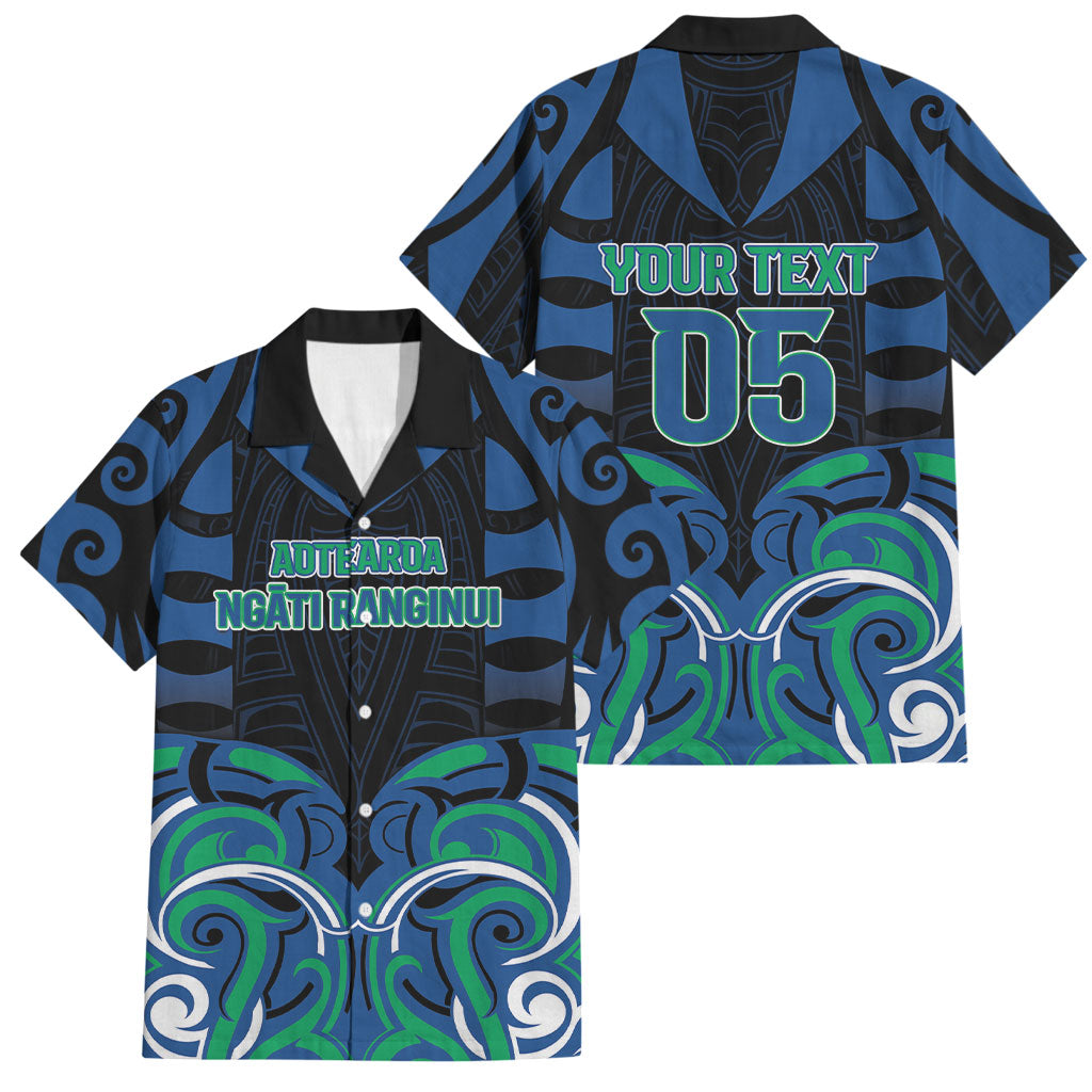 Custom Aotearoa Ngati Ranginui Family Matching Short Sleeve Bodycon Dress and Hawaiian Shirt New Zealand Traditional Maori Pattern DT05 Dad's Shirt - Short Sleeve Navy - Polynesian Pride