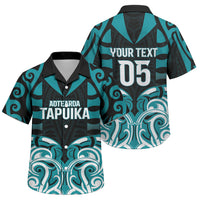 Custom Aotearoa Tapuika Family Matching Off Shoulder Maxi Dress and Hawaiian Shirt New Zealand Traditional Maori Pattern DT05 Son's Shirt Teal - Polynesian Pride