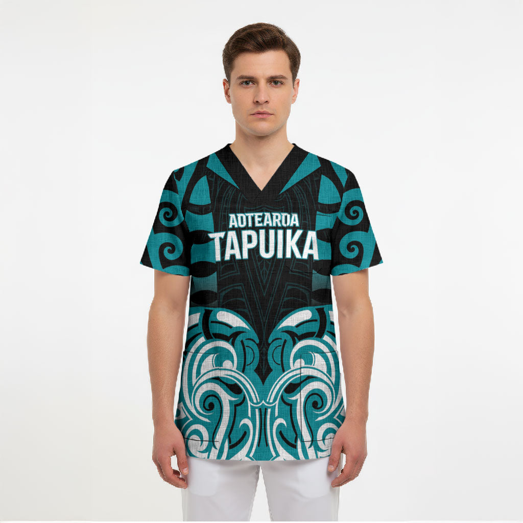 Custom Aotearoa Tapuika Scrub Top New Zealand Traditional Maori Pattern DT05 - Polynesian Pride
