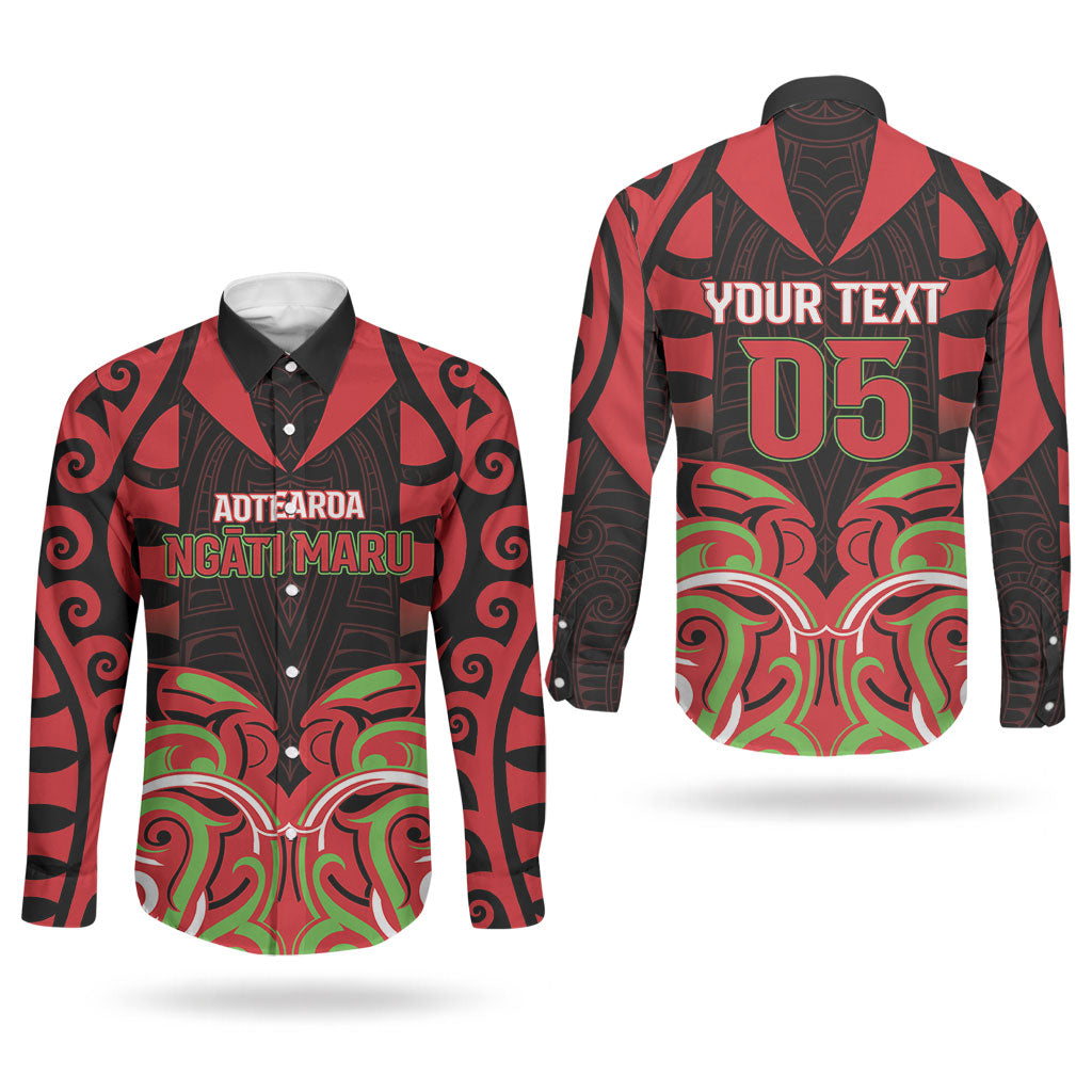Custom Aotearoa Ngati Maru Couples Matching Mermaid Dress and Long Sleeve Button Shirt New Zealand Traditional Maori Pattern DT05 - Polynesian Pride