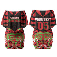 Custom Aotearoa Ngati Maru Couples Matching Off Shoulder Short Dress and Hawaiian Shirt New Zealand Traditional Maori Pattern DT05 - Polynesian Pride