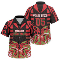 Custom Aotearoa Ngati Maru Family Matching Off Shoulder Maxi Dress and Hawaiian Shirt New Zealand Traditional Maori Pattern DT05 Son's Shirt Red - Polynesian Pride