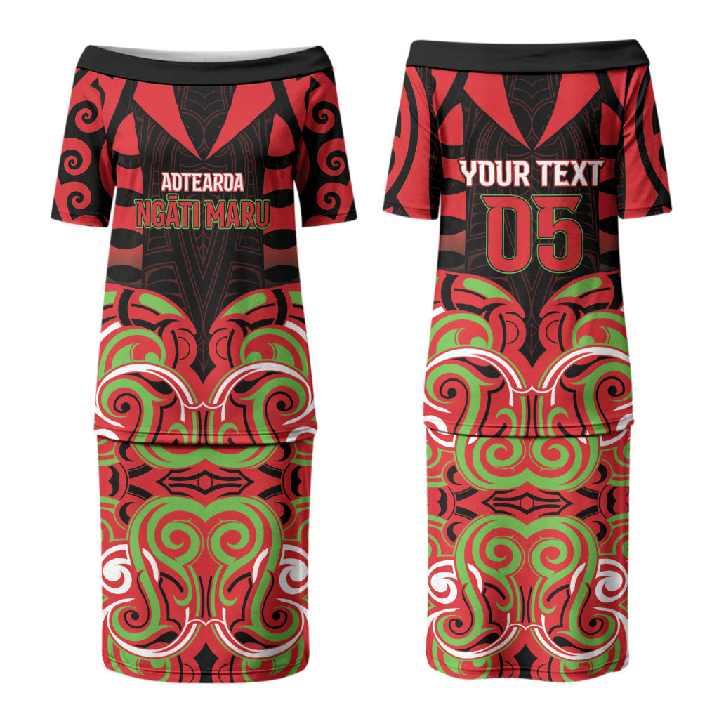 Custom Aotearoa Ngati Maru Family Matching Puletasi and Hawaiian Shirt New Zealand Traditional Maori Pattern DT05 Mom's Dress Red - Polynesian Pride