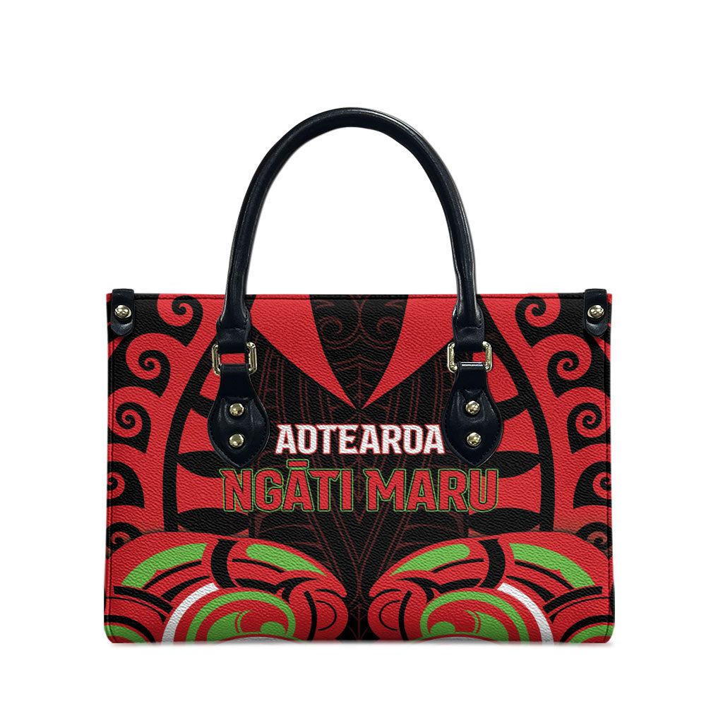 Aotearoa Ngati Maru Leather Bag New Zealand Traditional Maori Pattern DT05 - Polynesian Pride
