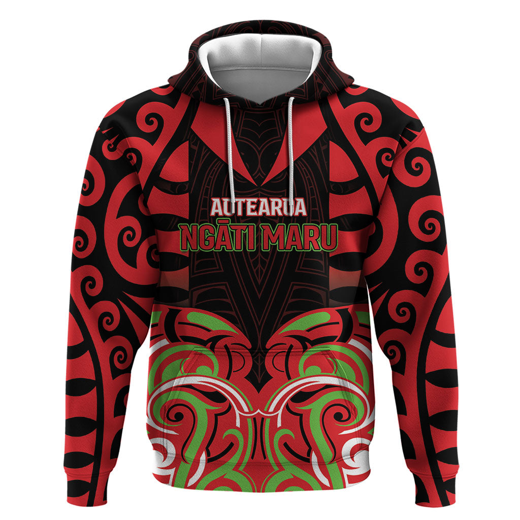 Custom Aotearoa Ngati Maru Zip Hoodie New Zealand Traditional Maori Pattern DT05 Pullover Hoodie Red - Polynesian Pride