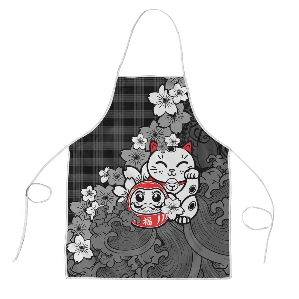 Black Palaka Hawaiian And Japanese Apron Maneki Neko And Sakura Bloom