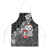 Black Palaka Hawaiian And Japanese Apron Maneki Neko And Sakura Bloom