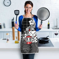 Black Palaka Hawaiian And Japanese Apron Maneki Neko And Sakura Bloom