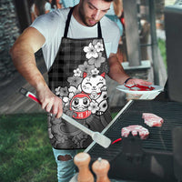 Black Palaka Hawaiian And Japanese Apron Maneki Neko And Sakura Bloom