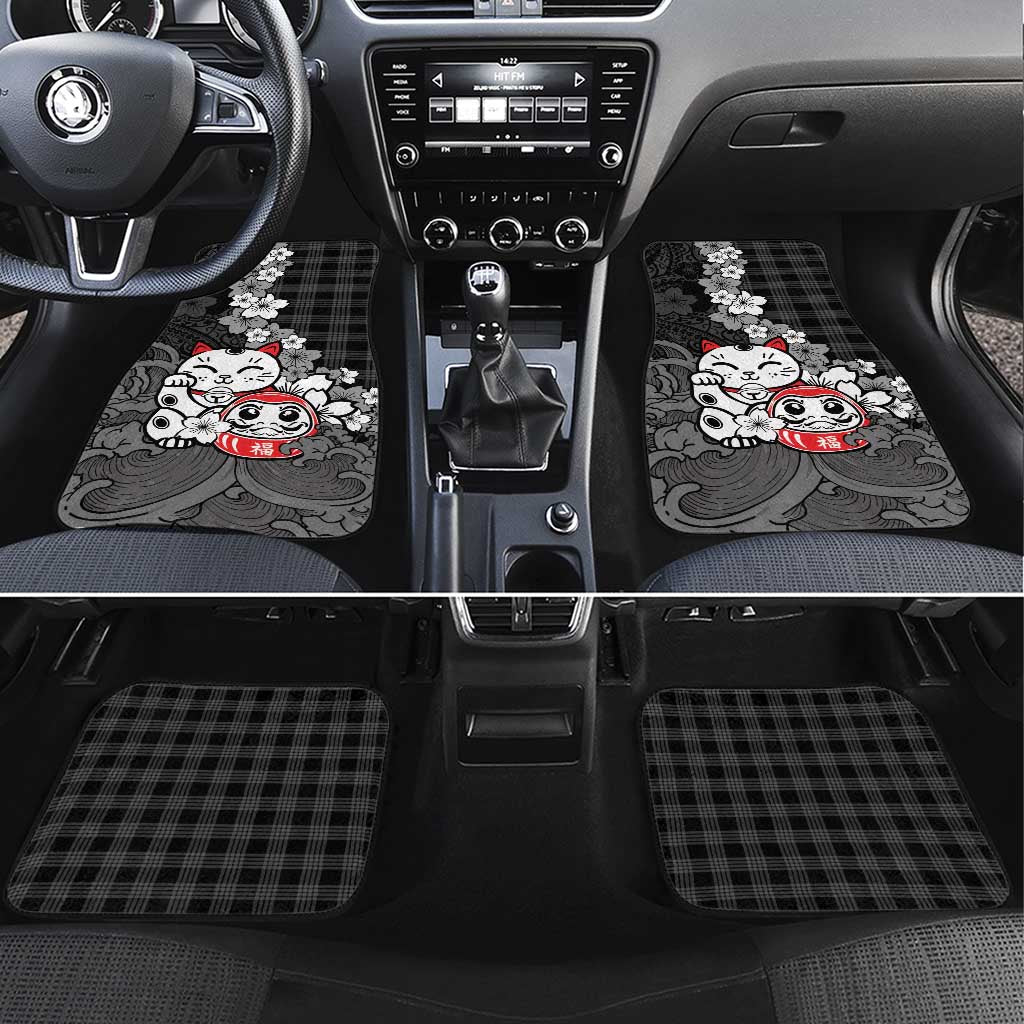 Black Palaka Hawaiian And Japanese Car Mats Maneki Neko And Sakura Bloom