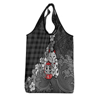 Black Palaka Hawaiian And Japanese Grocery Bag Maneki Neko And Sakura Bloom