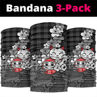 Black Palaka Hawaiian And Japanese Neck Gaiter Maneki Neko And Sakura Bloom
