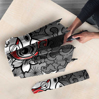 Black Palaka Hawaiian And Japanese Umbrella Maneki Neko And Sakura Bloom