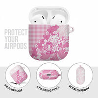Pink Palaka Hawaiian And Japanese AirPods Case Maneki Neko And Sakura Bloom DT05 - Polynesian Pride