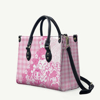 Pink Palaka Hawaiian And Japanese Leather Bag Maneki Neko And Sakura Bloom