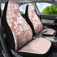 Beige Palaka Hawaiian And Japanese Car Seat Cover Maneki Neko And Sakura Bloom