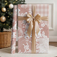 Beige Palaka Hawaiian And Japanese Wrapping Paper Maneki Neko And Sakura Bloom
