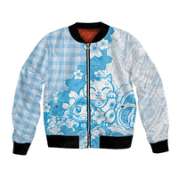 Blue Palaka Hawaiian And Japanese Bomber Jacket Maneki Neko And Sakura Bloom