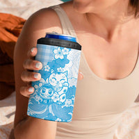 Blue Palaka Hawaiian And Japanese 4 in 1 Can Cooler Tumbler Maneki Neko And Sakura Bloom DT05 - Polynesian Pride