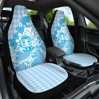 Blue Palaka Hawaiian And Japanese Car Seat Cover Maneki Neko And Sakura Bloom