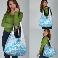 Blue Palaka Hawaiian And Japanese Grocery Bag Maneki Neko And Sakura Bloom DT05 - Polynesian Pride