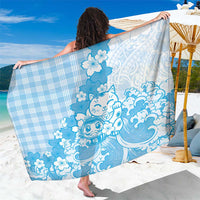 Blue Palaka Hawaiian And Japanese Sarong Maneki Neko And Sakura Bloom