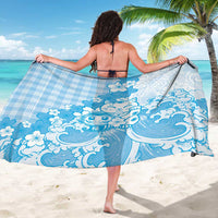 Blue Palaka Hawaiian And Japanese Sarong Maneki Neko And Sakura Bloom