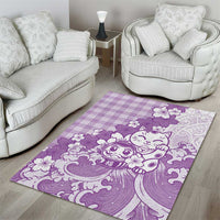 Purple Palaka Hawaiian And Japanese Area Rug Maneki Neko And Sakura Bloom