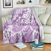 Purple Palaka Hawaiian And Japanese Blanket Maneki Neko And Sakura Bloom DT05 Purple - Polynesian Pride