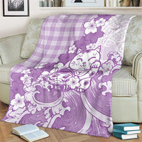 Purple Palaka Hawaiian And Japanese Blanket Maneki Neko And Sakura Bloom DT05 - Polynesian Pride