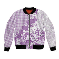 Purple Palaka Hawaiian And Japanese Bomber Jacket Maneki Neko And Sakura Bloom DT05 Unisex Purple - Polynesian Pride