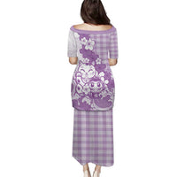 Purple Palaka Hawaiian And Japanese Family Matching Puletasi and Hawaiian Shirt Maneki Neko And Sakura Bloom