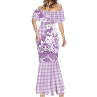 Purple Palaka Hawaiian And Japanese Mermaid Dress Maneki Neko And Sakura Bloom