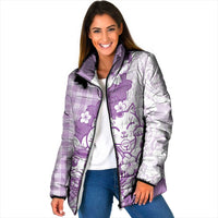 Purple Palaka Hawaiian And Japanese Padded Jacket Maneki Neko And Sakura Bloom