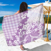 Purple Palaka Hawaiian And Japanese Sarong Maneki Neko And Sakura Bloom