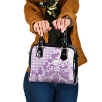 Purple Palaka Hawaiian And Japanese Shoulder Handbag Maneki Neko And Sakura Bloom DT05 One Size Purple - Polynesian Pride