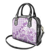 Purple Palaka Hawaiian And Japanese Shoulder Handbag Maneki Neko And Sakura Bloom DT05 - Polynesian Pride