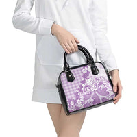Purple Palaka Hawaiian And Japanese Shoulder Handbag Maneki Neko And Sakura Bloom DT05 - Polynesian Pride