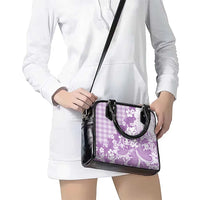 Purple Palaka Hawaiian And Japanese Shoulder Handbag Maneki Neko And Sakura Bloom DT05 - Polynesian Pride