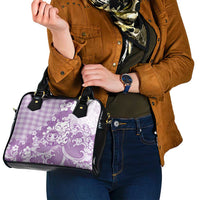 Purple Palaka Hawaiian And Japanese Shoulder Handbag Maneki Neko And Sakura Bloom DT05 - Polynesian Pride