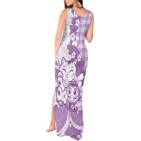 Purple Palaka Hawaiian And Japanese Tank Maxi Dress Maneki Neko And Sakura Bloom